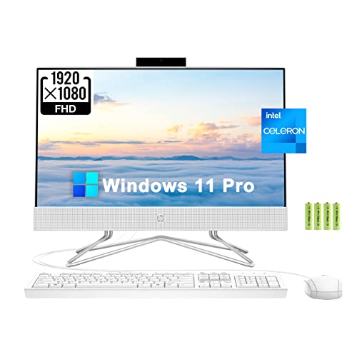 HP 22 AIO 21.5" FHD All-in-One Business Desktop Computer [Windows 11 Pro], Intel Celeron J4025 (up to 2.9 GHz), 16GB DDR4 RAM, 1TB SSD, WiFi, Bluetooth 4.2, HDMI, RJ-45, Keyboard & Mouse, w/Battery