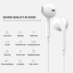 Apple Earbuds/Wired Earphones/iPhone Headphones with Lightning Connector[Apple MFi Certified] Built-in Microphone &Volume Control,Phone Calls,Compatible with iPhone 14/13/12/11, Support All iOS Syste