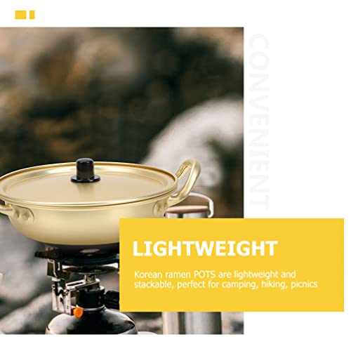 Luxshiny Korean Ramen Cooking Pot Ramen Cooking Pot with Lid Korean Ramen Pot Fast Heating Pot Alluminum Noodles Pot with Handles Kitchen Cookware for Soup Pasta Stew 20cm