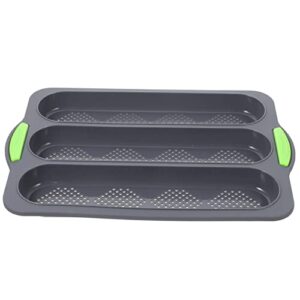 upkoch three slot bread mold cake baking pans toast bread silicone cake mold pullman loaf pan with lid kitchen loaf pan french non-stick bread pan non-stick baking pan baking mold toaster