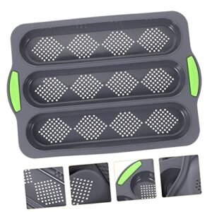 UPKOCH Three Slot Bread Mold Cake Baking Pans Toast Bread Silicone Cake Mold Pullman Loaf Pan with Lid Kitchen Loaf Pan French Non-stick Bread Pan Non-stick Baking Pan Baking Mold Toaster