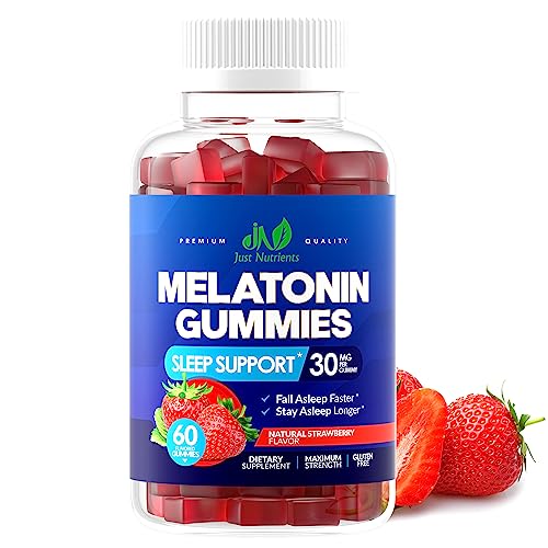 Melatonin 30mg Gummies for Adults (60 Servings) - Maximum Strength Sleep Gummies with 30mg of Melatonin Per Gummy - Gluten-Free, Non-GMO, 100% Vegetarian, Great Tasting Strawberry Flavor - 60 Gummies