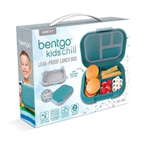 Bentgo® Kids Chill Lunch Box - Confetti Designed Leak-Proof Bento Box & Removable Ice Pack - 4 Compartments, Microwave & Dishwasher Safe, Patented, 2-Year Warranty (Confetti Edition - Truly Teal)