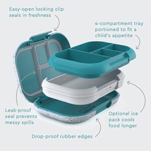 Bentgo® Kids Chill Lunch Box - Confetti Designed Leak-Proof Bento Box & Removable Ice Pack - 4 Compartments, Microwave & Dishwasher Safe, Patented, 2-Year Warranty (Confetti Edition - Truly Teal)