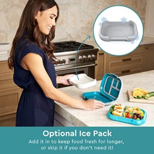 Bentgo® Kids Chill Lunch Box - Confetti Designed Leak-Proof Bento Box & Removable Ice Pack - 4 Compartments, Microwave & Dishwasher Safe, Patented, 2-Year Warranty (Confetti Edition - Truly Teal)