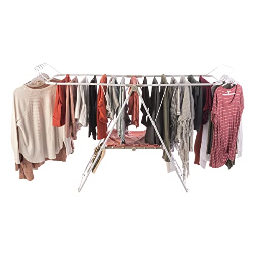 Everyday Home Clothes Drying Rack - Indoor/Outdoor Portable Laundry Rack for Clothing, Towels, Shoes and More - Collapsible Clothes Stand (White)