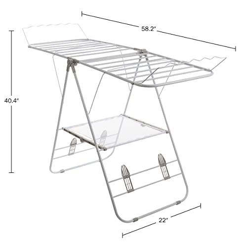 Everyday Home Clothes Drying Rack - Indoor/Outdoor Portable Laundry Rack for Clothing, Towels, Shoes and More - Collapsible Clothes Stand (White)