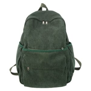 mininai preppy corduroy backpack aesthetic backpack 15.6 inch laptop college backpack cute book bag travel rucksack daypack (one size,green)