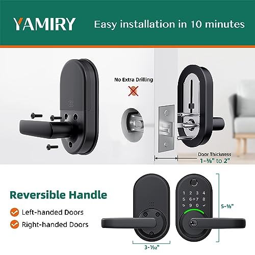 Smart Door Handle Lock with Keypad: Yamiry Fingerprint Smart Lock - Keyless Entry Door Lock for Front Door - Digital Door Lock - WiFi Door Lock with APP - Genarate Passcode Remotely - DIY Installation