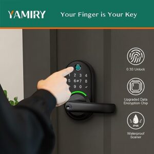 Smart Door Handle Lock with Keypad: Yamiry Fingerprint Smart Lock - Keyless Entry Door Lock for Front Door - Digital Door Lock - WiFi Door Lock with APP - Genarate Passcode Remotely - DIY Installation