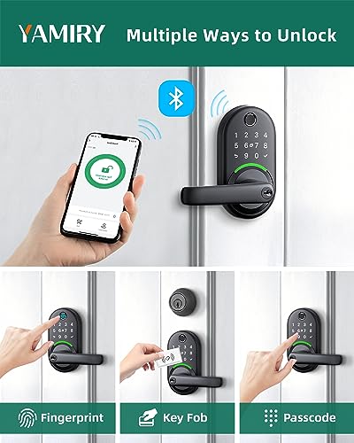 Smart Door Handle Lock with Keypad: Yamiry Fingerprint Smart Lock - Keyless Entry Door Lock for Front Door - Digital Door Lock - WiFi Door Lock with APP - Genarate Passcode Remotely - DIY Installation