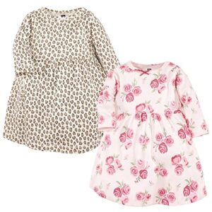 hudson baby infant and toddler girl cotton dresses, blush rose leopard, 18-24 months