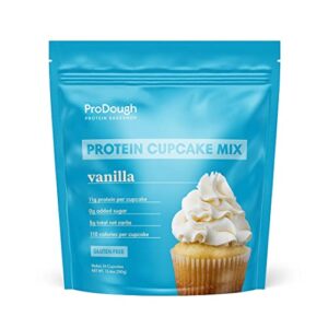 prodough high protein- gluten free cupcake mix, low carb, 13g of protein per cupcake, no added sugars, keto friendly, makes 12, healthy dessert (vanilla)