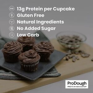 ProDough High Protein- Gluten Free Cupcake Mix, Low Carb, 13g of Protein per Cupcake, No Added Sugars, Keto Friendly, Makes 12, Healthy Dessert (Vanilla)