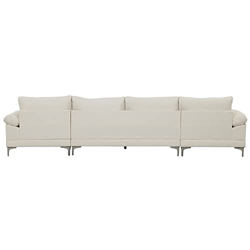 Casa Andrea Milano Modern Large Boucle U-Shape Sectional Sofa, Double Extra Wide Chaise Lounge Couch, Cream