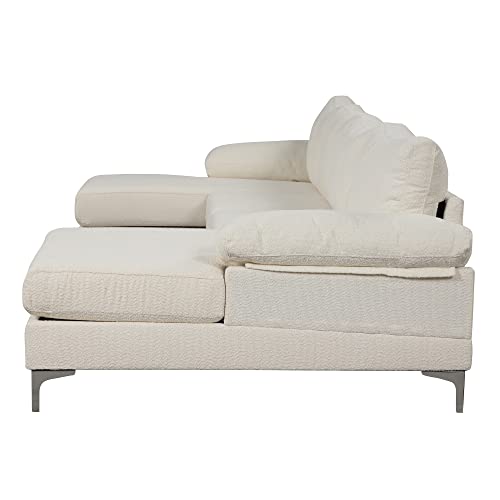 Casa Andrea Milano Modern Large Boucle U-Shape Sectional Sofa, Double Extra Wide Chaise Lounge Couch, Cream