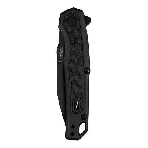 Kershaw Appa Folding Serrated Tactical Pocket Knife, Assisted Opening, 2.75 inch Serrated Black Blade and Handle, Small, Lightweight Every Day Carry