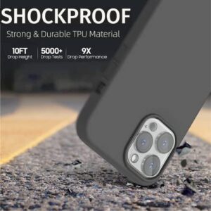 Case [3 in 1 for iPhone 14 Pro Max, Slim & Light Silicone TPU Shockproof with Soft Anti-Scratch Microfiber Lining [Included Screen Protector + Camera Protector] 6.7 Inch (Gray)