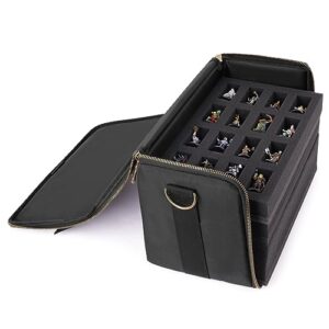 ENHANCE Miniature Figure Satchel - Compact Storage & Carrying Case for DnD Miniatures with Shoulder Strap, 3 Foam Trays (2 Pre-Cut Trays and 1 Pick & Pluck Tray) - Fits Standard 20mm to 25mm Figures