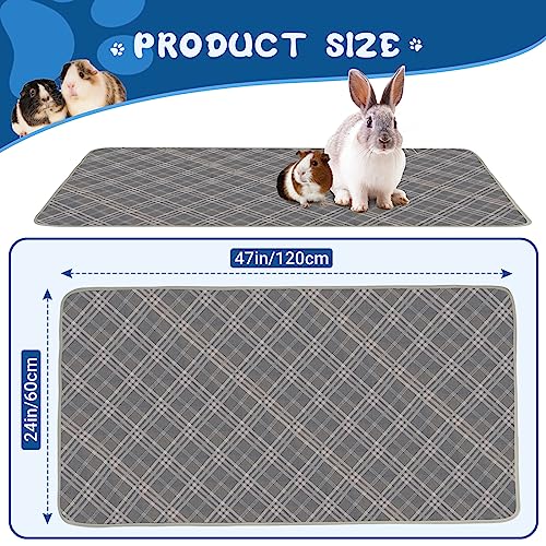 FAWAIKTU 2 Pack Guinea Pig Cage Liners, 47" X 24" Guinea Pig Bedding Reusable Rabbit Bedding, Absorbent Pet Cage Liners for Small Animals Cages Hamster Rat Rabbit Guinea Pig (Grey)