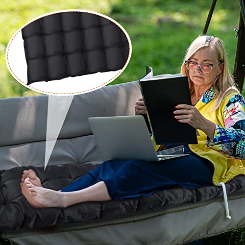 Thyle 63x19 Inch Bench Swing Replacement Cushions, 2-3 Seater Waterproof Patio Furniture Outdoor Cushions, 3 Inch Thicken Cushion, Rocking Chairs Long Bench Pad for Lawn Garden (Black,2 Pcs)