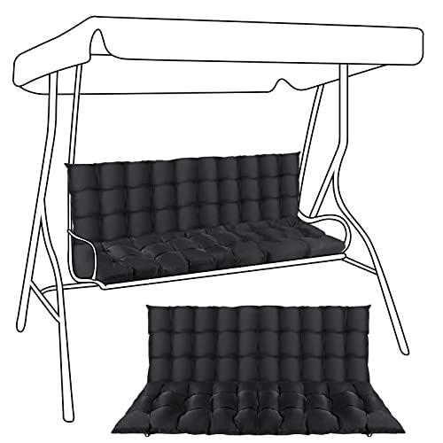 Thyle 63x19 Inch Bench Swing Replacement Cushions, 2-3 Seater Waterproof Patio Furniture Outdoor Cushions, 3 Inch Thicken Cushion, Rocking Chairs Long Bench Pad for Lawn Garden (Black,2 Pcs)