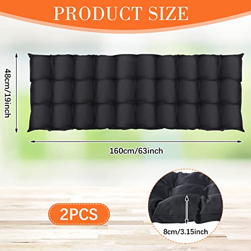 Thyle 63x19 Inch Bench Swing Replacement Cushions, 2-3 Seater Waterproof Patio Furniture Outdoor Cushions, 3 Inch Thicken Cushion, Rocking Chairs Long Bench Pad for Lawn Garden (Black,2 Pcs)