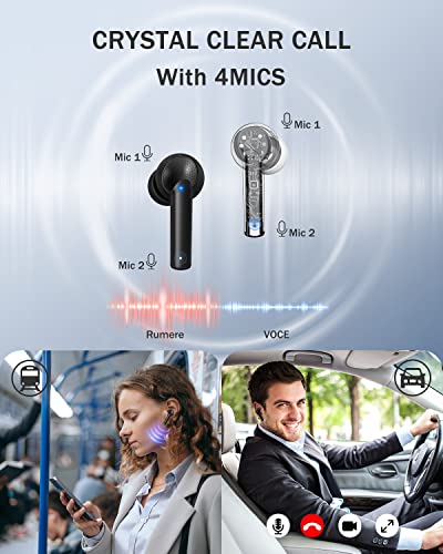 Wireless Earbuds Bluetooth 5.3 Headphones HiFi Stereo Wireless Headphones with 4 ENC Noise Clear Canceling Mic Wireless Headset with LED Display Charging Case 42H Playtime Touch Control IP7 Waterproof