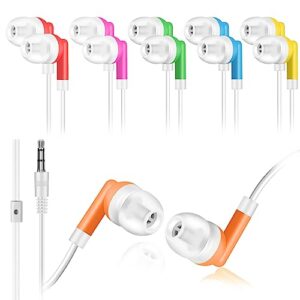 znxzxp bulk earbud headphones for classroom kids, wholesale multi colored earphones for students, school, library, museums (30 pack)