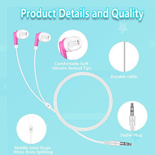 ZNXZXP Bulk Earbud Headphones for Classroom Kids, Wholesale Multi Colored Earphones for Students, School, Library, Museums (30 Pack)