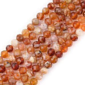 joe foreman aa grade 4mm natural orange fire opal gemstone quartz faceted round tiny small spacer beads for jewelry making bracelet earrings charms full strand 15"