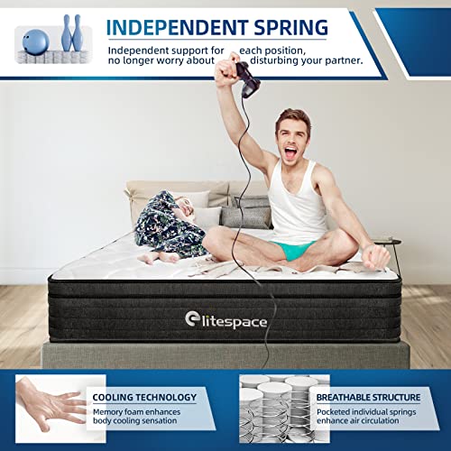 elitespace Full Size Mattress,Hybrid 12 Inch Full Mattress in a Box,Memory Foam & Individually Pocket Spring for Pain Relief,Medium Firm Full Mattresses,CertiPUR-US Certified.