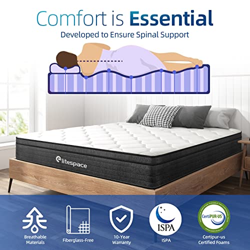 elitespace Full Size Mattress,Hybrid 12 Inch Full Mattress in a Box,Memory Foam & Individually Pocket Spring for Pain Relief,Medium Firm Full Mattresses,CertiPUR-US Certified.