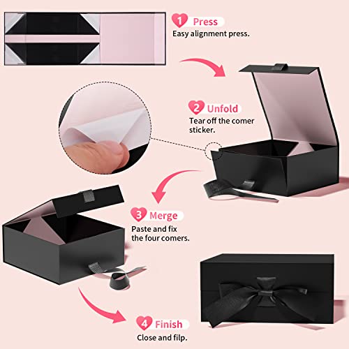 GIFTHOPE Magnetic Gift Box for Presents 7.08x7.08x2.95 in,Small Gift Boxes with Lid for Women, Paper Wedding Favor Boxes,Birthday Gift Box Bulk, Party Favor Boxes