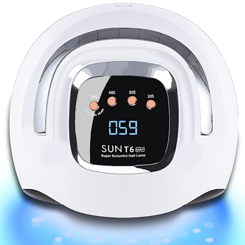 W&H 220W LED UV Light Dryer for Nails Gel Polish Lámpara para Uñas 57 LEDs 4 Timer Preset, Auto On Fingernail Toenail 6ft Powercord