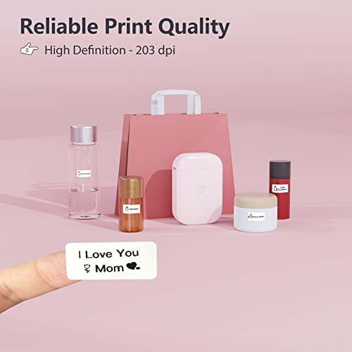 PikDik Mini Bluetooth Label Makers - D11 Pink Label Maker Machine with Tape Portable Label Printer Labeler for Labeling Jars Bins Home Organizing Office