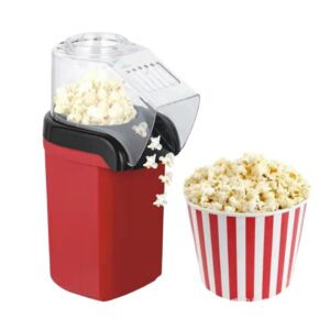 mini popcorn machine for home electric small hot air popcorn popper no oil tabletop portable pop corn maker with measuring cup melt butter - red (red)