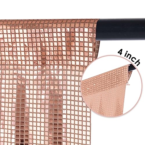 Sugargirl Rose Gold Sequin Backdrop Curtain 2 Panels 2FTx8FT Glitter Disco Party Background Drapes Mirror Foil Backdrop for Wedding Birthday Wall Decor