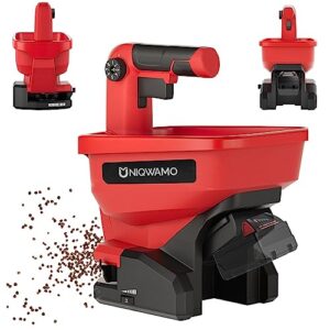 uniqwamo handheld grass seed spreader for milwaukee m18 li-ion battery, available year-round, grass seeds, rock salt and de-icer out-doors (battery not included)