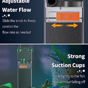 Pawfly Internal Aquarium Filter, Submersible Power Filter with 55 GPH Water Pump for 3 to 10 Gallon Fish Tanks Filtration Circulation and Oxygenation