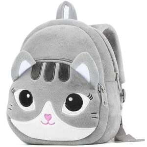 hongteya toddler backpack plush cat backpack for kids soft mini backpack for girls animal cat toys birthday christmas gift for age 1 2 3 4 5