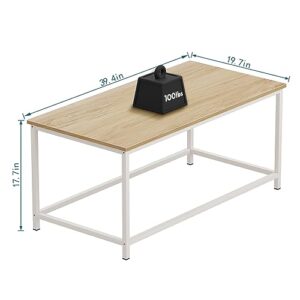 SAYGOER Coffee Table Simple Modern Coffee Tables Open Design Rectangular Minimalist Center Table for Living Room Home Office, Easy Assembly, 39.37 x 19.69 x 17.72, Oak White