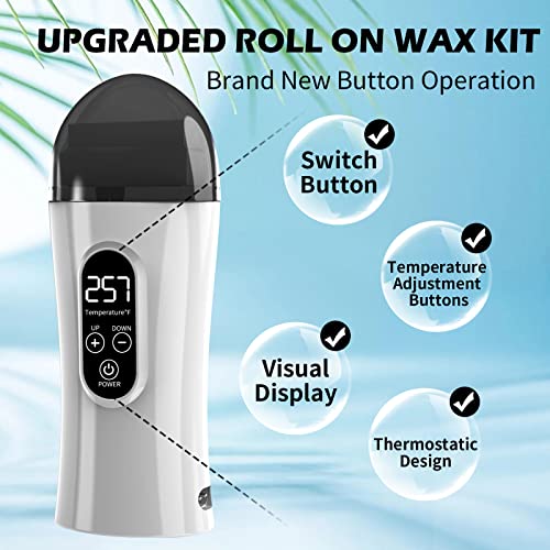 Roll On Wax kit, Roll On Wax Warmer for Hair Removal,Waxing Kit for Sensitive Skin,at Home Waxing Kit for Women and Men,Soft Wax Heater for Larger Areas of the Body