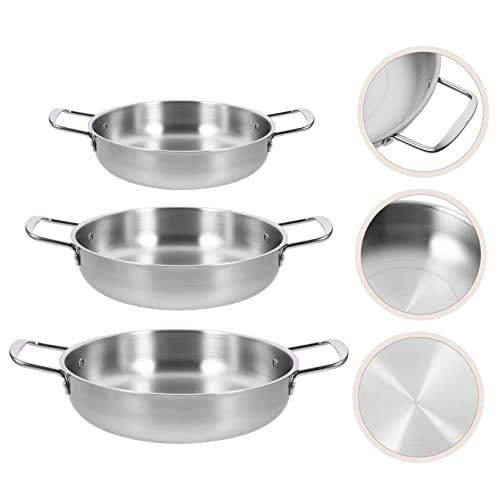 HEMOTON 3pcs Soup Pot Stainless Steel Saute Pan Butter Melting Pot Seafood Boil Pot Ramen Pot Korean Cooking Pot Kitchen Pot Noodles Cooking Pot with Handle Home Supplies Home Cook Pot