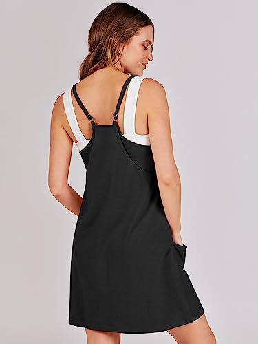 ANRABESS Women Summer Tennis Workout Dress Build in Bodysuit Exercise Golf Athletic Dresses 2023 Fashion Clothes Mini Active Dress 1125heise-XL Black