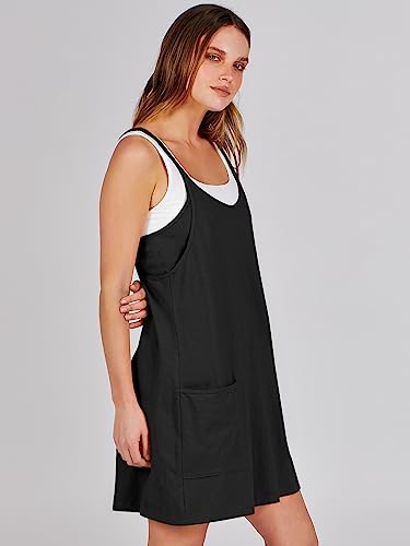 ANRABESS Women Summer Tennis Workout Dress Build in Bodysuit Exercise Golf Athletic Dresses 2023 Fashion Clothes Mini Active Dress 1125heise-XL Black