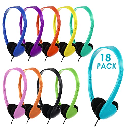 YFSFQS Kids Headphones Bulk 18 Pack for Classroom School Students Teens Children Gift and Adult,Wholesale Headphones for Classroom Earphones(Multi Color)