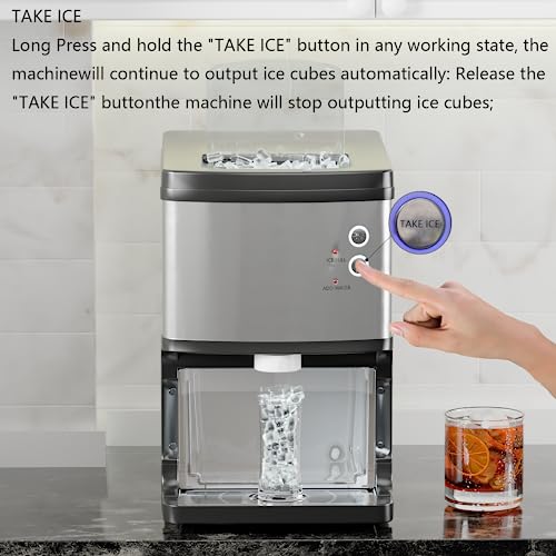 GooingTop Nugget Ice Maker Countertop - 40Lbs/24H Auto Self-Cleaning, Portable & Compact Machine Ideal for Home/Kitchen/Party/Camping,One-Key Electric Freewheeling Take (GOTO-LA-ICE-880-01)
