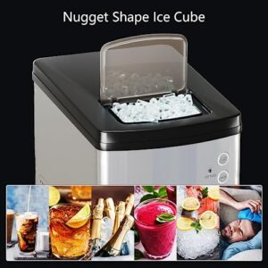 GooingTop Nugget Ice Maker Countertop - 40Lbs/24H Auto Self-Cleaning, Portable & Compact Machine Ideal for Home/Kitchen/Party/Camping,One-Key Electric Freewheeling Take (GOTO-LA-ICE-880-01)