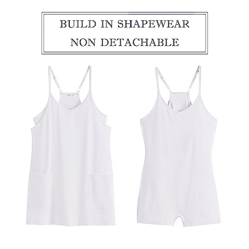 ANRABESS Women 2023 Summer Mini Dress Casual Sleeveless Short Sundress Athletic Workout Dress Build in Shapewear for Tennis Sports Onesie 1125mibai-XL White